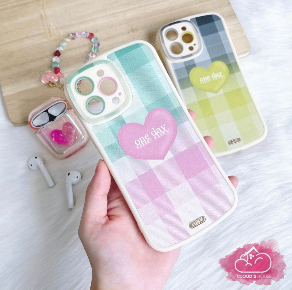 Case ốp điện thoại iPhone Nhám da Chống shock Tim one day Toxy form tròn iPhone 11/12/13/Pro/Promax