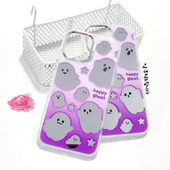 Case Ốp điện thoại iPhone Happy Ghost Tím gương viền mỏng iPhone 11/12/13/14/Pro/Promax