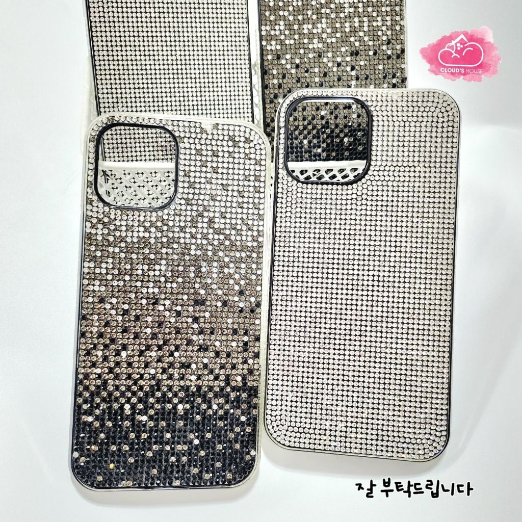 Case Ốp điện thoại iPhone Đính đá Trắng Bling bling sang chảnh iPhone 11/12/13/14/Pro/Promax