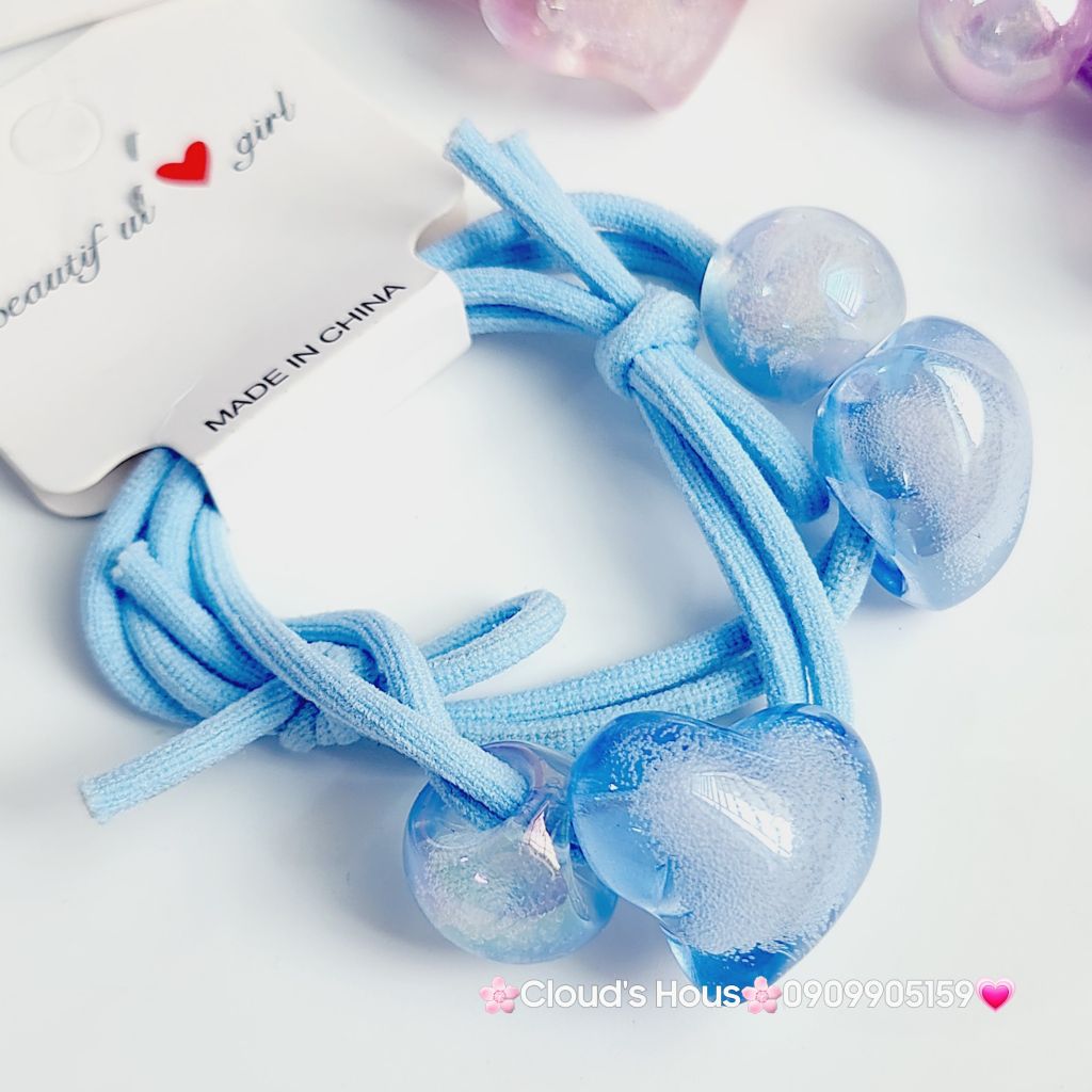 Đồ cột tóc dây thun Charm trái tim (cặp)