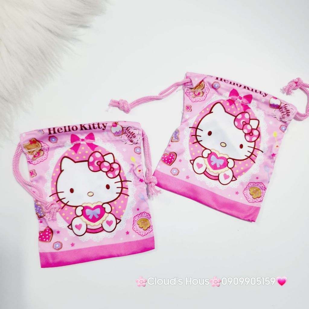 Túi Vải Dây Rút mini Hello Kitty & Doraemon