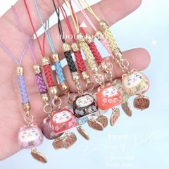 Móc Điện Thoại Móc Túi Phụ Kiện Đẹp Mèo Thần Tài Mini chất liệu sứ