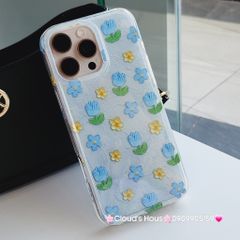 Case Ốp điện thoại iPhone Hoa Xanh dương nhí phôi crytal iPhone 12/13/14/15/16/Pro/Promax