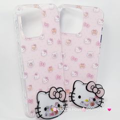Case Ốp điện thoại iPhone Hello Kitty Nền Hồng PopSocket iPhone 12/13/14/15/16/Pro/Promax
