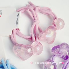 Đồ cột tóc dây thun Charm trái tim (cặp)