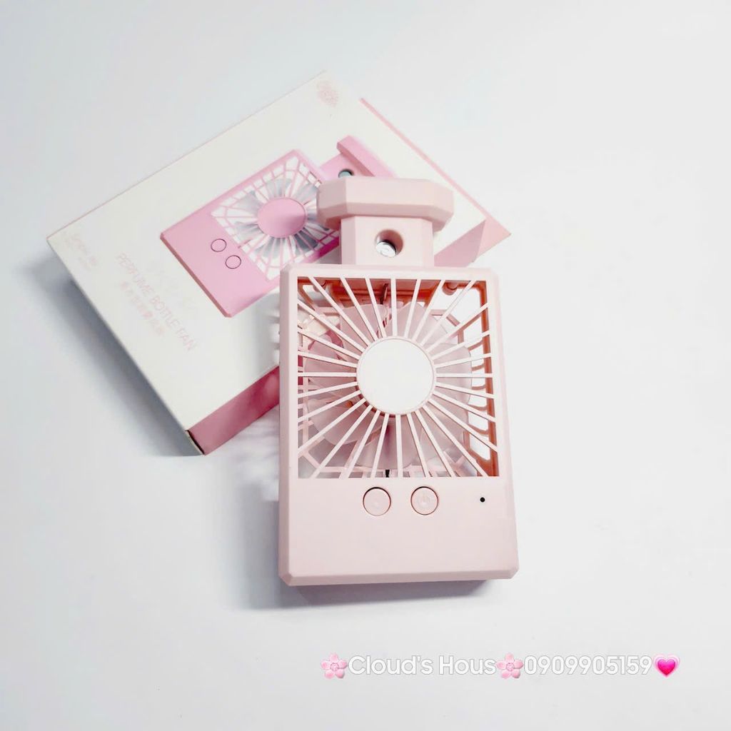Mini Fan - Quạt Cầm Tay - Để Bàn Dáng Nước Hoa Có Phun Sương