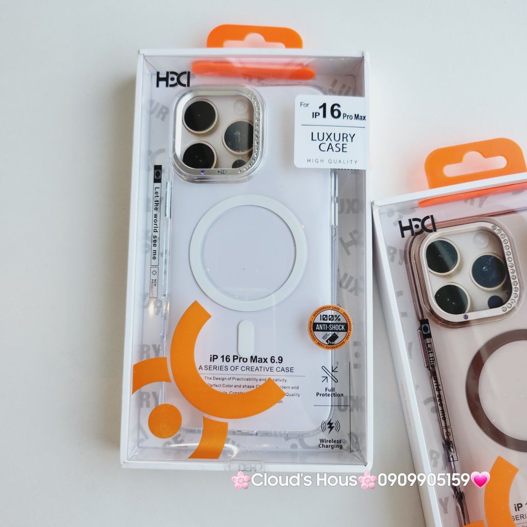 Case Ốp điện thoại iPhone HD CASE CHỐNG DỰNG LƯNG NHÁM CAMERA Magsafe Trong Chống Shock iPhone 16Promax(LUXURY CASE)