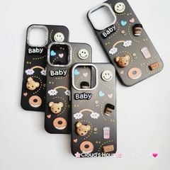 Case Ốp điện thoại iPhone Nền Đen Nhám Icon Nổi Viền Cam Titan iPhone 11/12/13/14/15/Pro/Promax