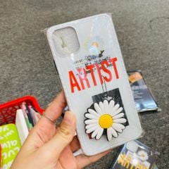 Case Ốp điện thoại iPhone Hoa cúc Nike form vuông bóng kèm Popsocket