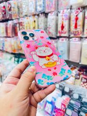 Case Ốp điện thoại iPhone MÈO MAY MẮN ẩn kim tuyến Hồng iPhone 11/12/13/14/15/16/Pro/Promax TẾT