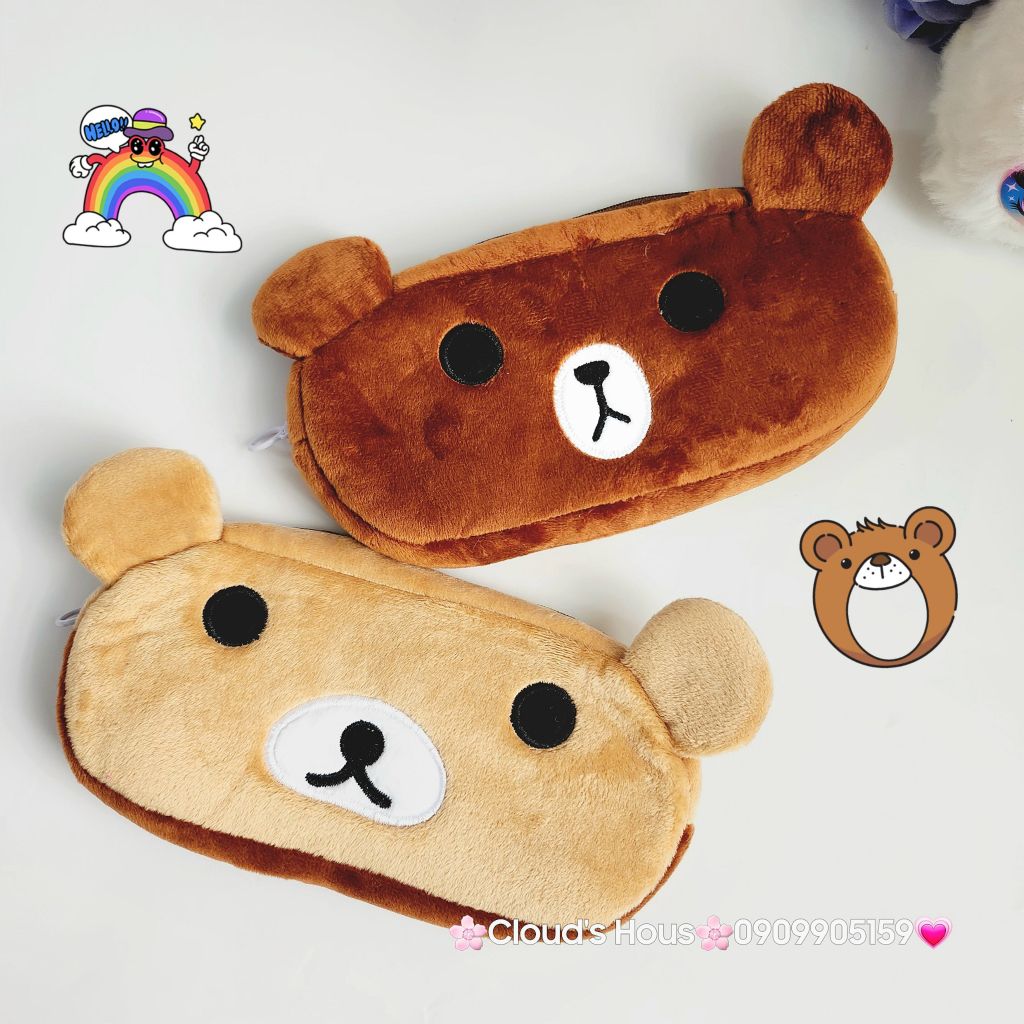Bóp móc khoá Gấu dâu Lotso Vải bông nhung ( Tặng Kèm Tai Nghe)