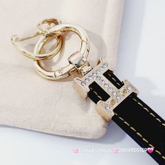 Móc Khóa Dây Da Hermes Đính đá Sang chảnh