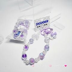 Vòng charm đeo tay hoạt hình kute Thỏ Tai Dài Nơ Tím
