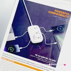 Ổ CẮM Chính hãng LDNIO 65W SC3416 EU Sạc Đa Năng Nối Dài 3250W Siêu Ổ Cắm Với USB C Sạc Nhanh PD65W MAX & QC 3.0 (màu trắng)