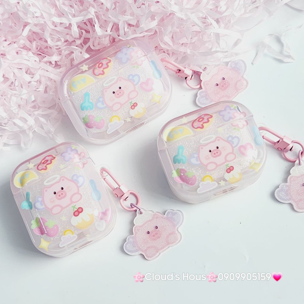 Cover Case Vỏ bảo vệ Airpod Heo hồng thiên thần phao trong Airpod 1/2/3/Pro/Pro2