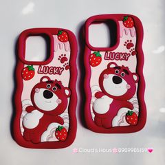 Case Ốp điện thoại iPhone Gấu dâu Lotso khoe bụng Lucky Su dẻo Chống Shock iPhone 11/12/13/14/Pro/Promax