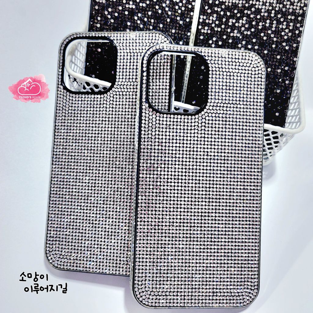 Case Ốp điện thoại iPhone Đính đá Trắng Bling bling sang chảnh iPhone 11/12/13/14/Pro/Promax