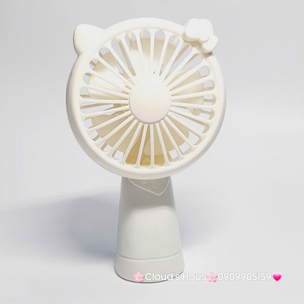 Mini Fan - Quạt Cầm Tay - Để Bàn Tai Mèo Màu Trơn Nhiều Màu