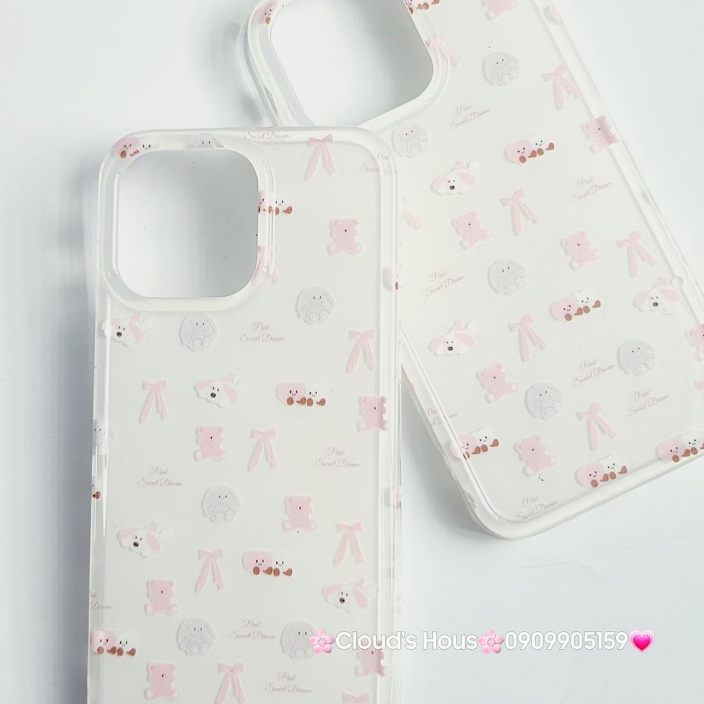 Case Ốp điện thoại iPhone Nơ Sticker Dễ Thương Nền Trắng iPhone 11/12/13/14/15/Pro/Promax