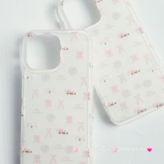 Case Ốp điện thoại iPhone Nơ Sticker Dễ Thương Nền Trắng iPhone 11/12/13/14/15/Pro/Promax