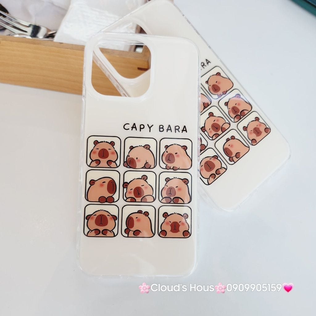 Case Ốp điện thoại iPhone Chuột CAPY BARA 3D Bóng Kute iPhone 13/14/15/16Pro/Promax