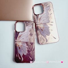 Case Ốp điện thoại iPhone Con Bướm Butterfly Hologram Nền Hồng iPhone 11/12/13/14/15/Pro/Promax