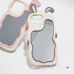 Case Ốp điện thoại iPhone Su dẻo Tai Thỏ Gợn Sóng Lưng Gương iPhone 6P/7P/8P/X/Xs/XSMax/11/12/13/14/15/Pro/Promax