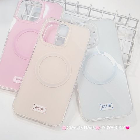 Case Ốp điện thoại iPhone Trong Crytal Magsafe Màu Beige Pastel Case iPhone 12/13/14/15/16/Pro/Promax