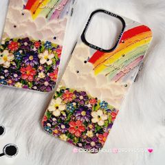 Case Ốp điện thoại iPhone Vườn hoa Cầu vồng Hologram Smile Kèm bảo vệ camera iPhone 11/12/13/14/15/Pro/Plus/Promax