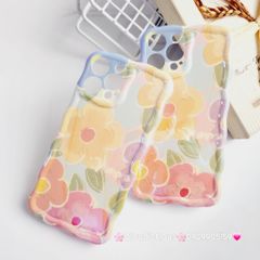 Case Ốp điện thoại iPhone Hoa Hologram Nền Xanh lá Viền Gợn Sóng iPhone 11/12/13/14/15/Pro/Promax