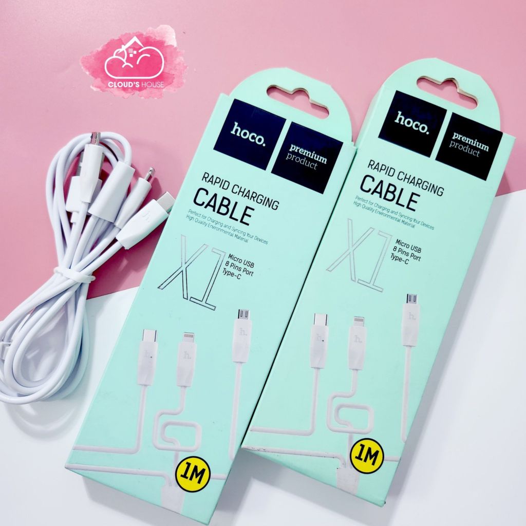 Cáp sạc 3 Đầu Chính hãng Hoco X1