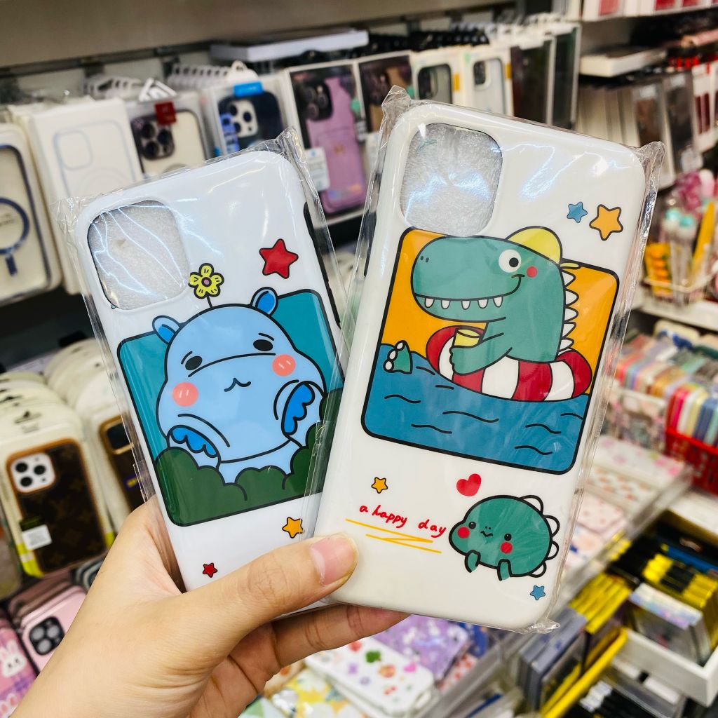 Case ốp điện thoại iPhone Nhám bóng Khủng long và hà mã