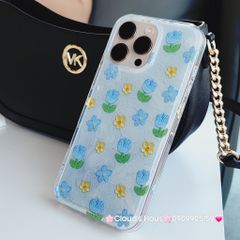 Case Ốp điện thoại iPhone Hoa Xanh dương nhí phôi crytal iPhone 12/13/14/15/16/Pro/Promax