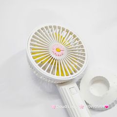 Mini Fan - Quạt Cầm Tay Trắng Bông Hoa