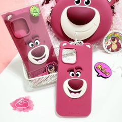 Case Ốp điện thoại iPhone Gấu dâu Lotso Su dẻo 3D Nổi Chính hãng Disney iPhone 12/13/14/Pro/Promax