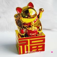 MÈO THẦN TÀI Đế Chữ Tàu - Mèo May Mắn - TẾT Size Nhỏ