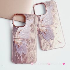 Case Ốp điện thoại iPhone Con Bướm Butterfly Hologram Nền Hồng iPhone 11/12/13/14/15/Pro/Promax