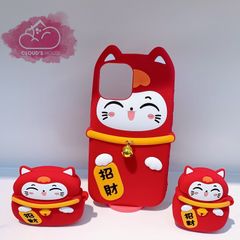 Case Ốp điện thoại iPhone Mèo may mắn Su dẻo Đeo chuông iPhone 7/8/X/11/12/s/sMax/Plus/Pro/Promax - TẾT