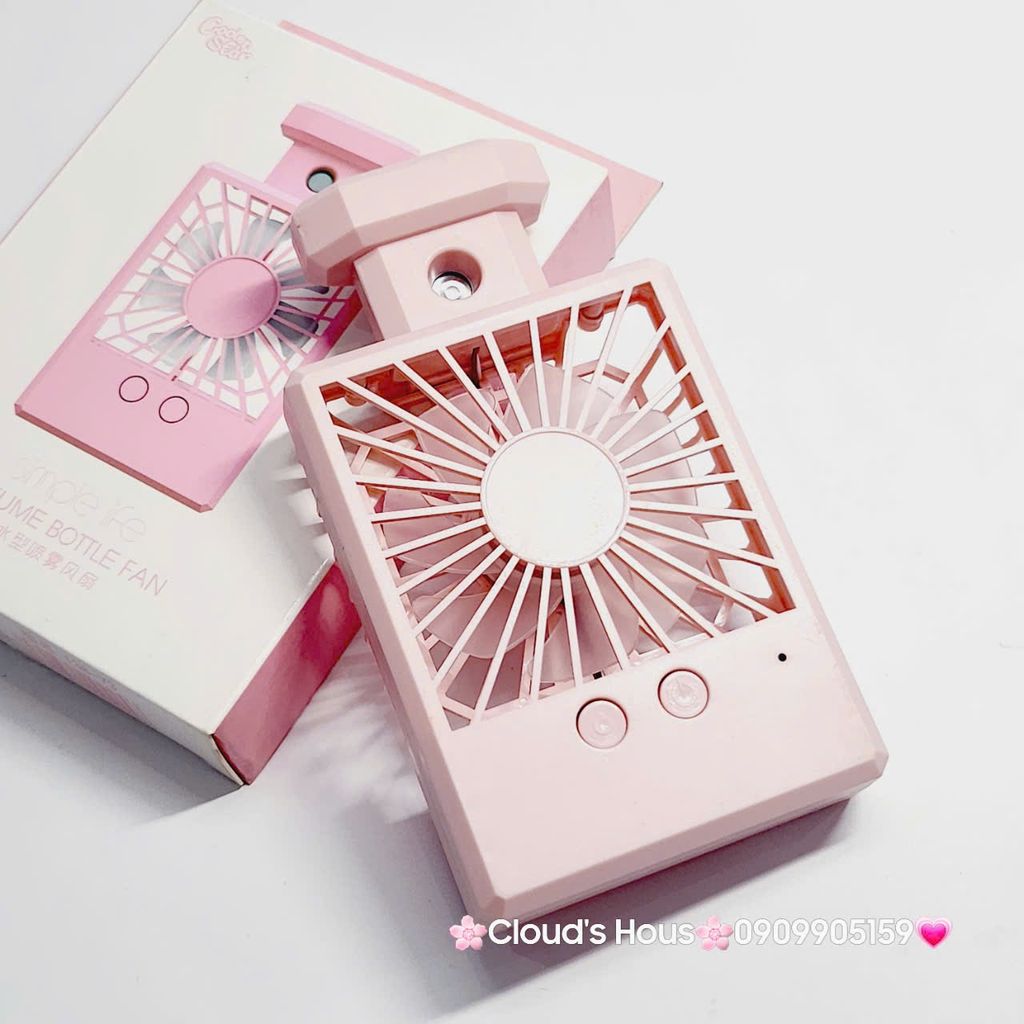 Mini Fan - Quạt Cầm Tay - Để Bàn Dáng Nước Hoa Có Phun Sương