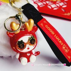 Móc Khóa Đeo Kính Cosplay Lân Rồng Đỏ Tết Good Lucky - TẾT