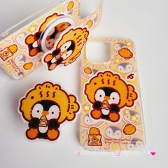 Case Ốp điện thoại iPhone Magsafe Chim Cánh Cụt Đội Mũ Cá Kèm Popsocket Nam Châm iPhone 11/12/13/14/15/Pro/Promax