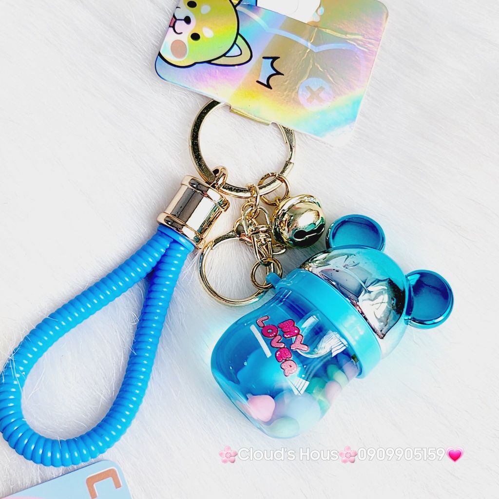 Móc Khoá Bình Nước Bling Bling Tai Mickey & Candy