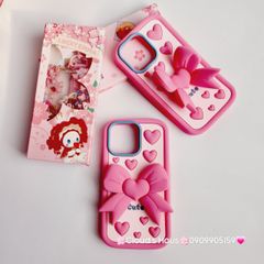 Case Ốp điện thoại iPhone Su dẻo Nơ Chống Dựng Trái tim iPhone 6P/7P/8P/X/Xs/XSMax/11/12/13/14/15/Pro/Promax