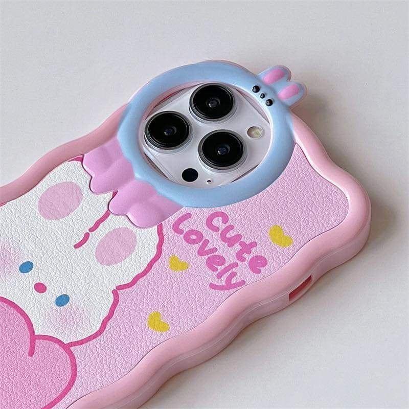 Case Ốp điện thoại iPhone thỏ cute Nhám da tai thỏ gợn sóng cam tròn iPhone 11/11promax/12pro/12promax/13/13pro/13promax/14/14pro/14promax