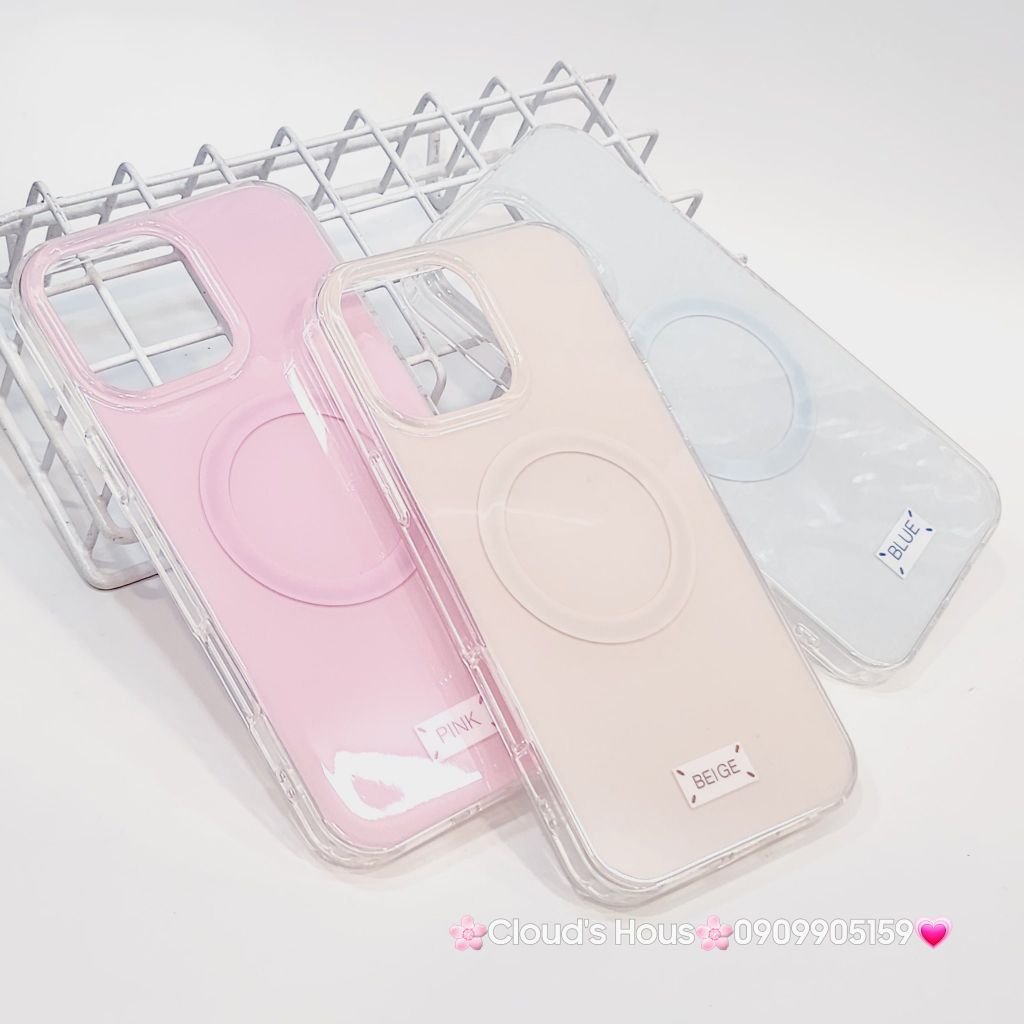 Case Ốp điện thoại iPhone Trong Crytal Magsafe Màu Beige Pastel Case iPhone 12/13/14/15/16/Pro/Promax