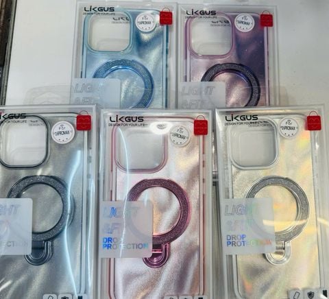 Case Ốp điện thoại iPhone Likgus Trong Kim Tuyến Bling Bling Magsafe Chống dựng Chống Shock iPhone 16/15/14Pro/Promax
