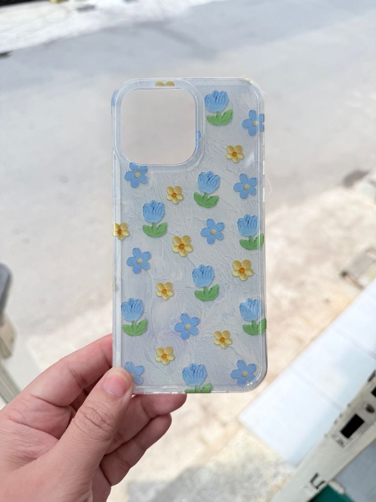 Case Ốp điện thoại iPhone Hoa Xanh dương nhí phôi crytal iPhone 12/13/14/15/16/Pro/Promax
