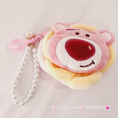 Bóp Móc Khóa Gấu Bông 3D Nổi Kèm Charm Lotso & Kuromi
