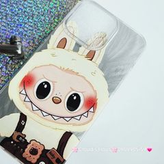 Case Ốp điện thoại iPhone Labubu Soy Mặc Yếm Ánh Lông Vũ Bạc Hologram iPhone 7+/8+/X/XSM/11/12/13/14/15/Plus/Pro/Promax