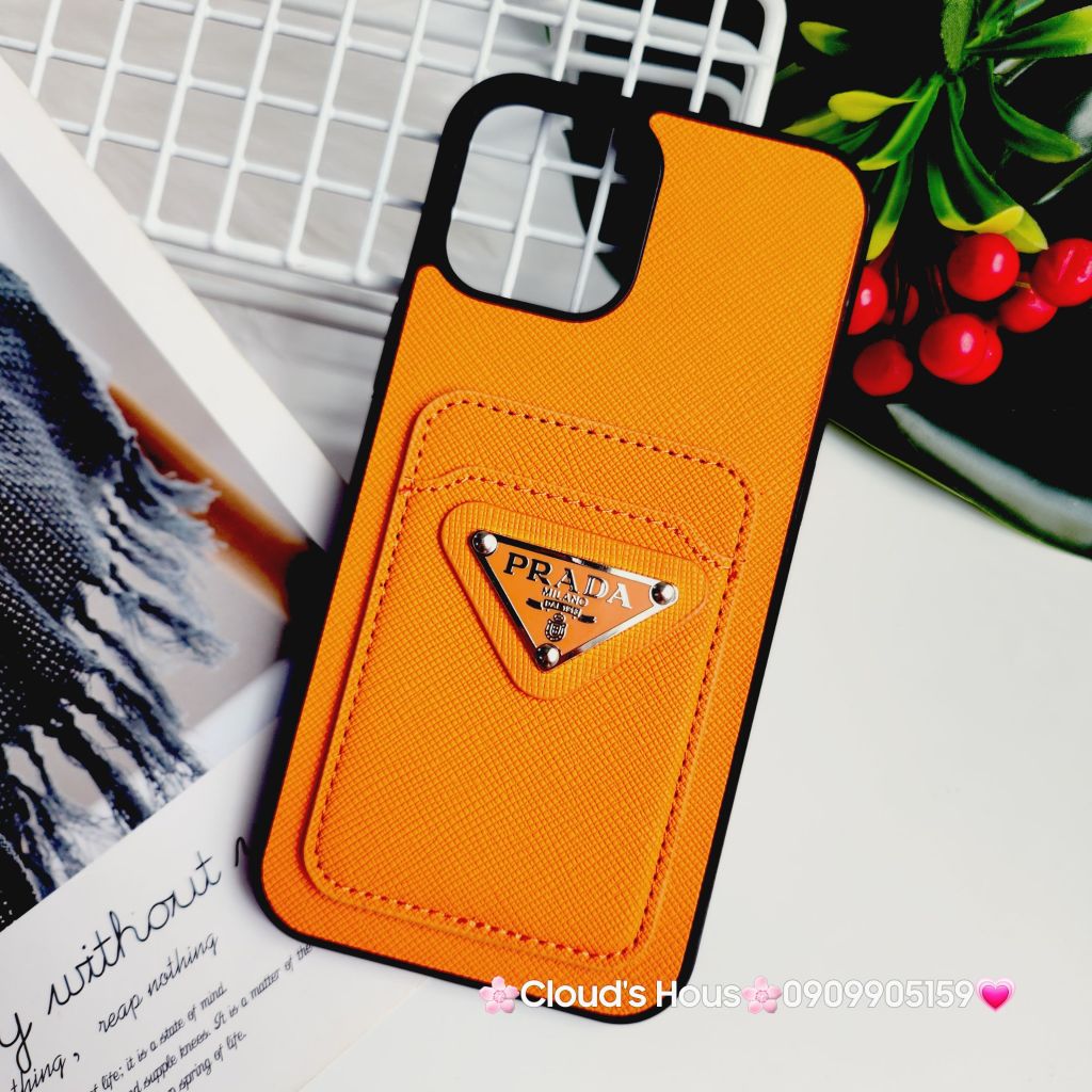 Case Ốp điện thoại iPhone Prada Da Đựng Card Sang Chảnh iPhone 11/12/13/14/15/Pro/Promax